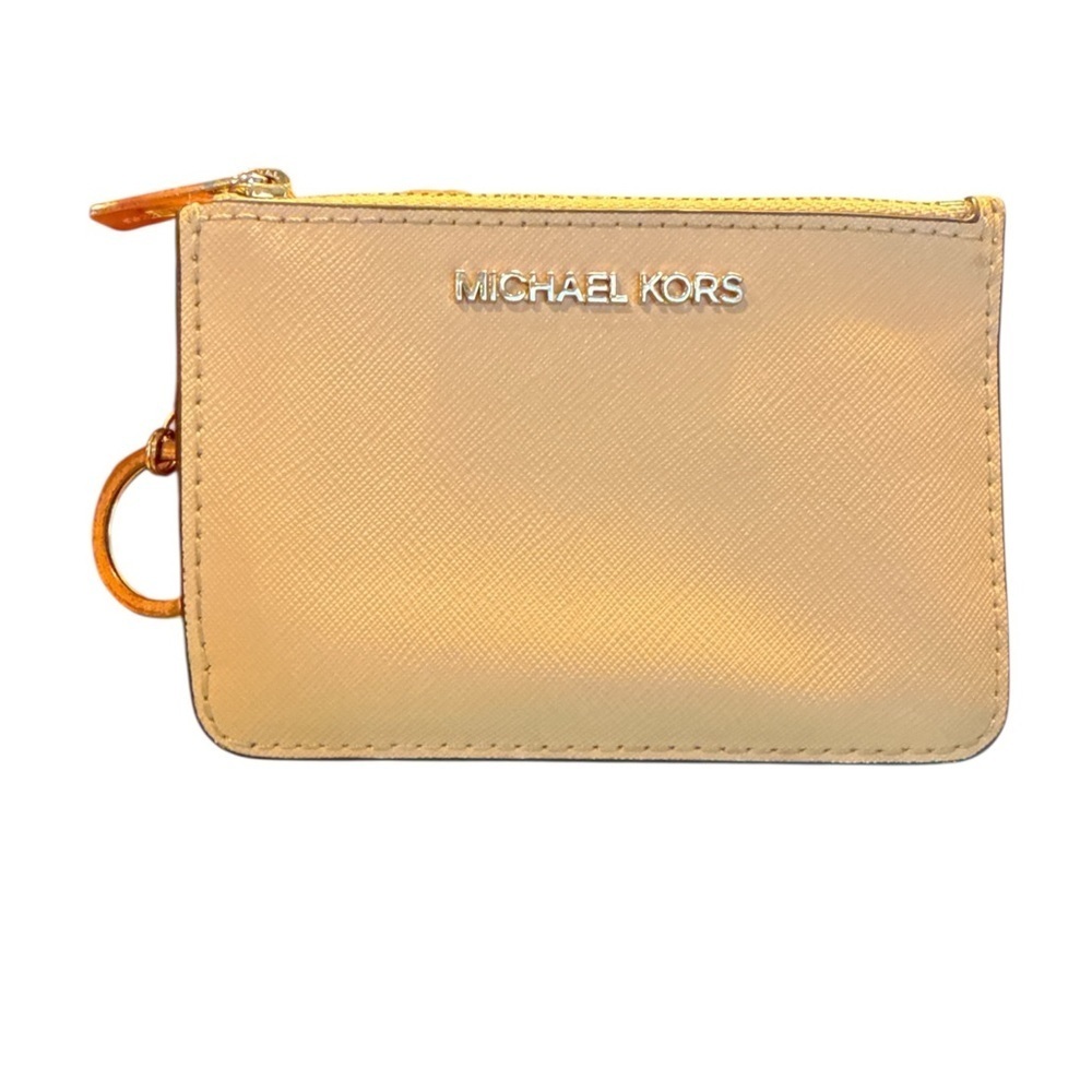 Michael Kors Tan Blush Zip Pouch coin holder card wallet clutch wallet